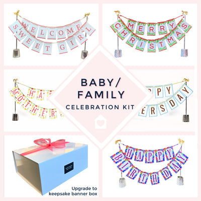 Baby/Family Celebration Kit : 5 Banners + Stand + Banner Box