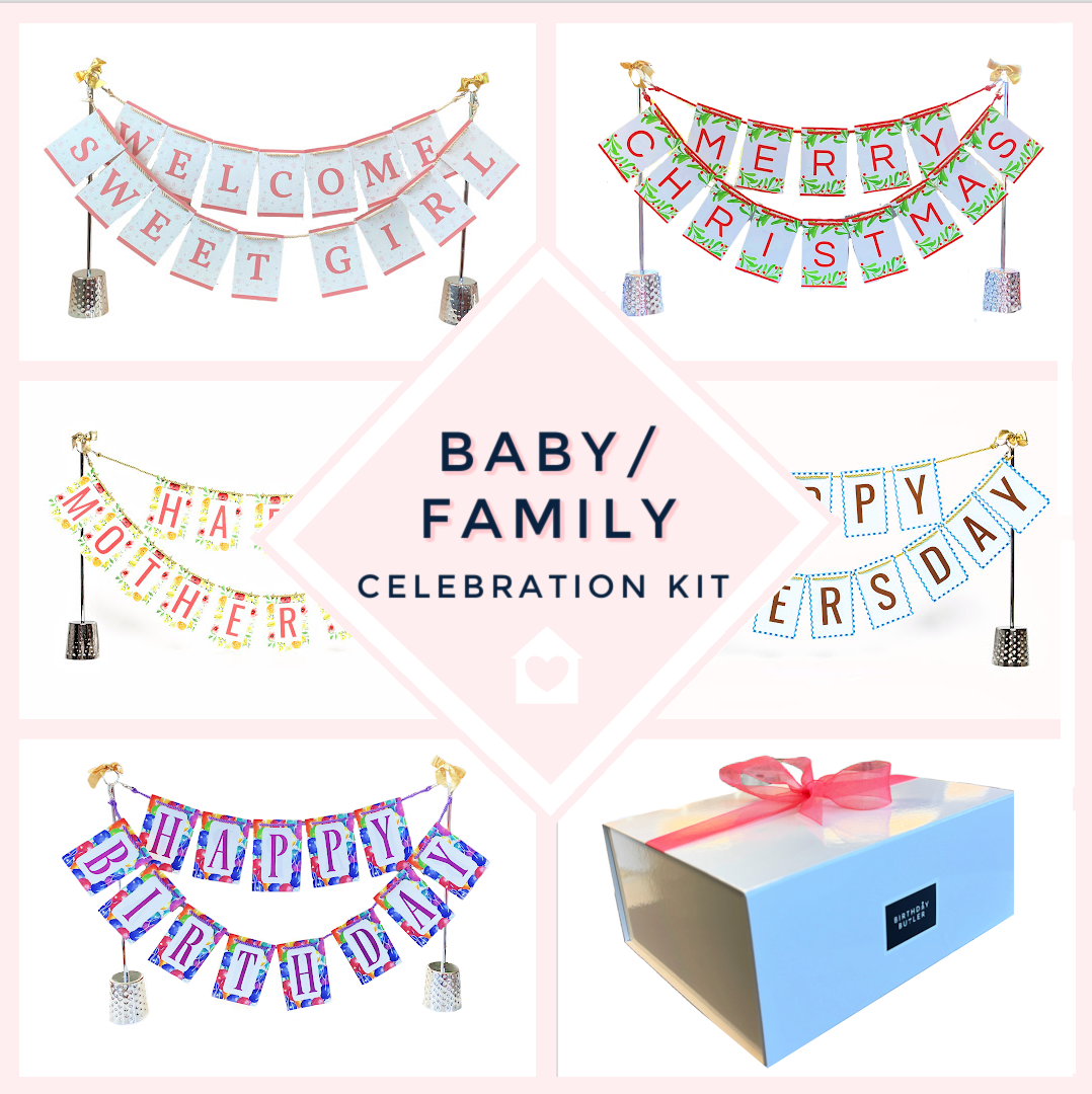 Baby/Family Celebration Kit : 5 Banners + Stand + Banner Box