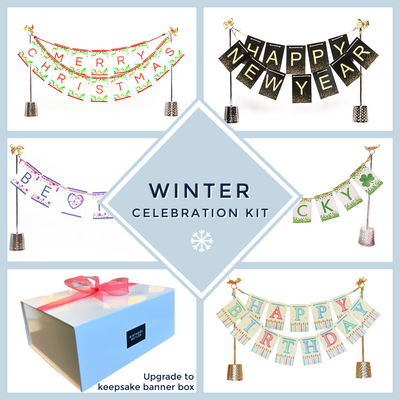 Winter Celebration Kit :  5 Banners + Stand + Banner Box