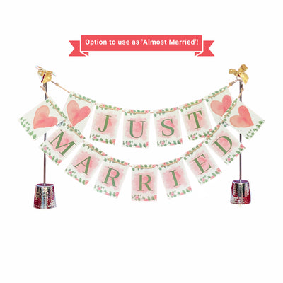 Just Married banner for Wedding (perfect for bridal shower too!- add on 'Almost' banner)