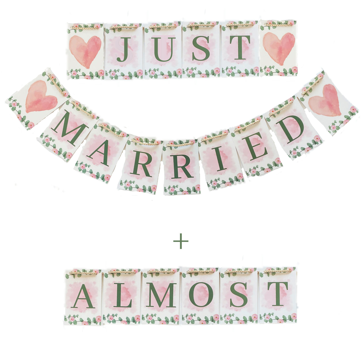 Just Married banner for Wedding (perfect for bridal shower too!- add on 'Almost' banner)