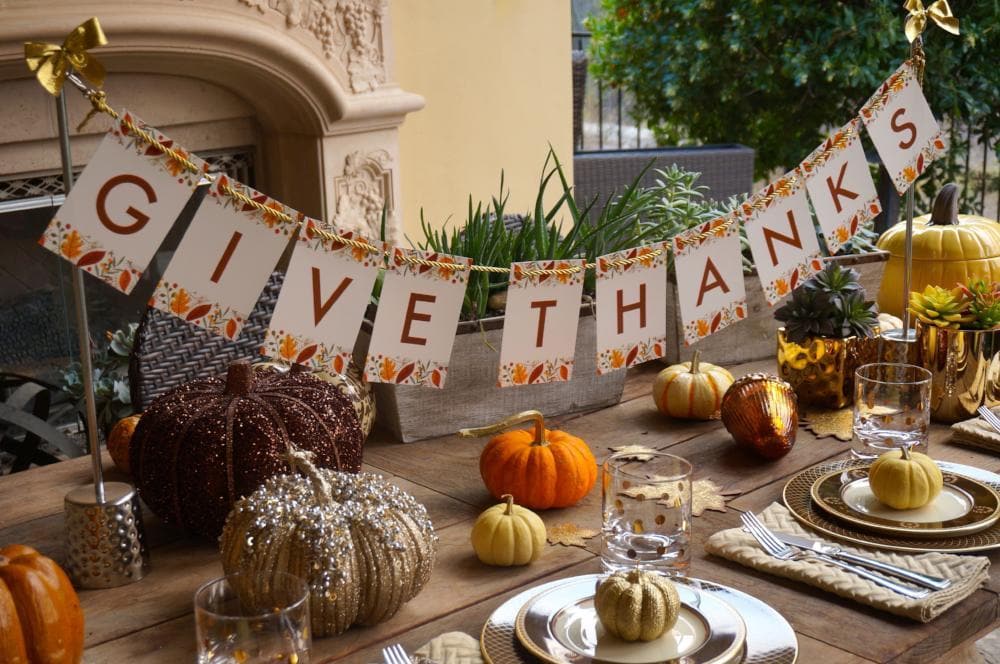 Thanksgiving banner perfect centerpiece for your holiday dinner table
