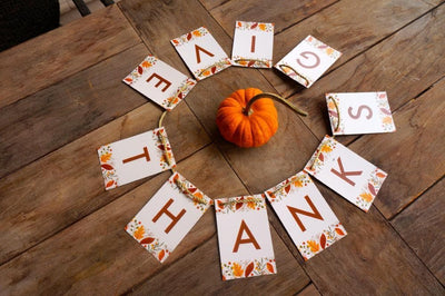 Give Thanks banner elegant Thanksgiving centerpiece